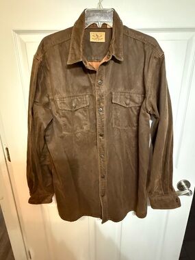 Red Head Ranch Brown Leather Look Button-Up Work Shirt Jacket Men’s Large Tall